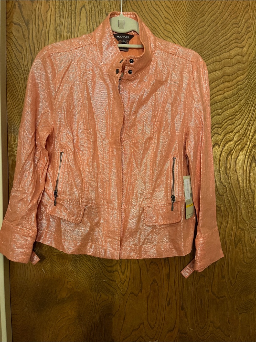 PM Multiples Shimmery Coral /Salmon Lightweight Jacket